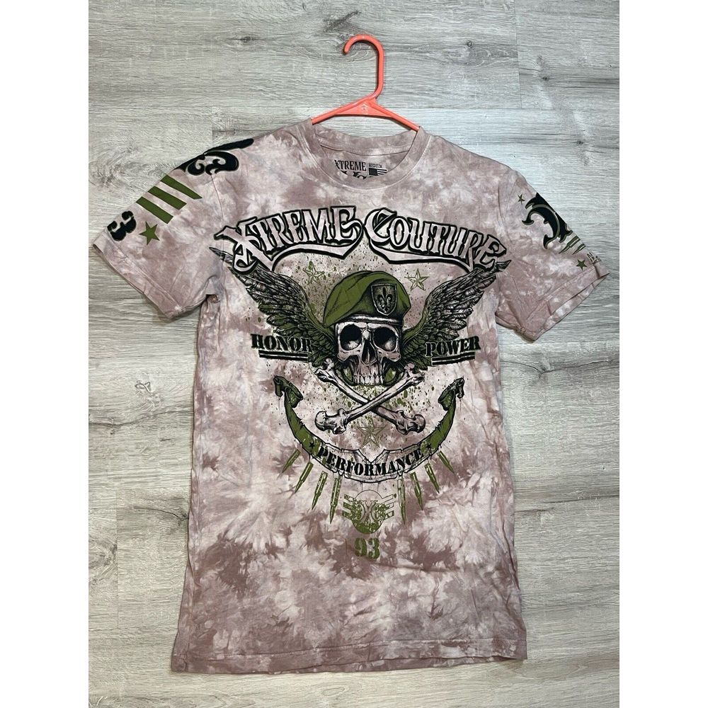 Vintage Y2K Xtreme Couture T‎ Shirt Grunge Tattoo Skull Print Size Medium